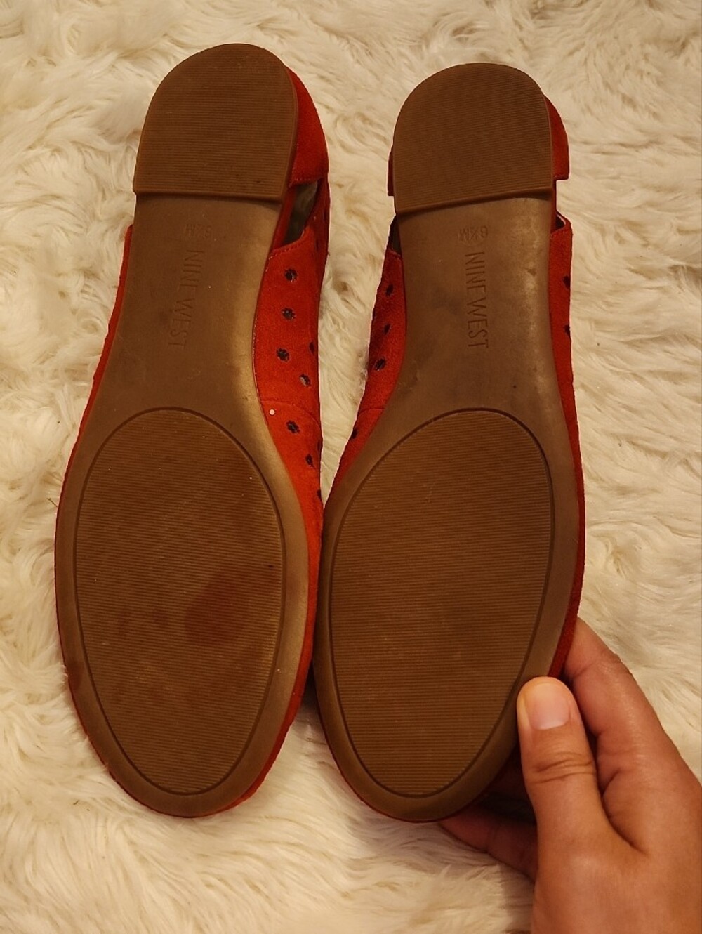 Nine West Red Suede Polka Dot Ballet Flats - Picture 7 of 11